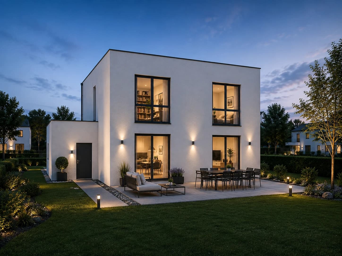 Neubau Einfamilienhaus in Maintal — Gartenperspektive 01