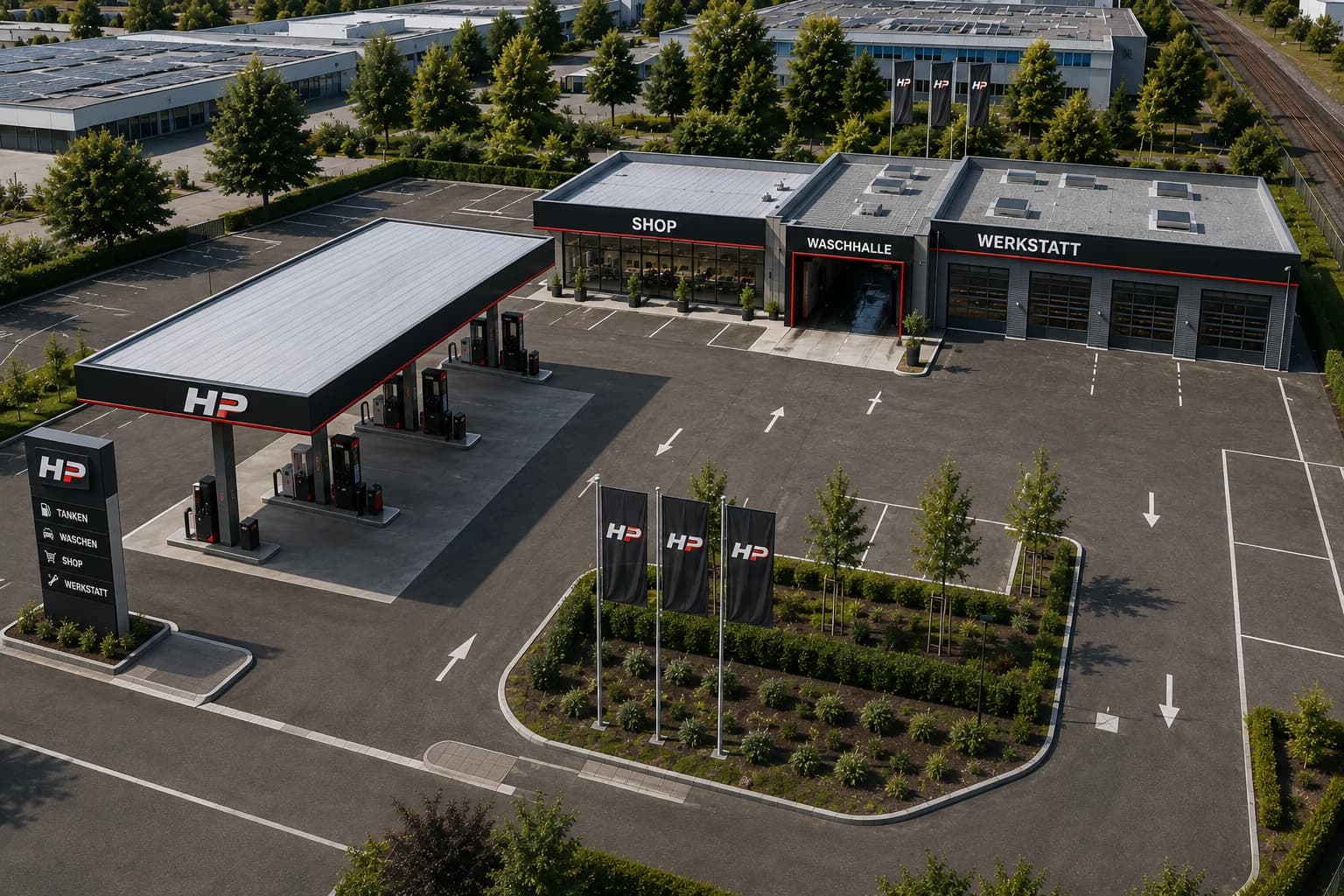 Neubau einer Tankstelle in Nürnberg — Außenperspektive 01