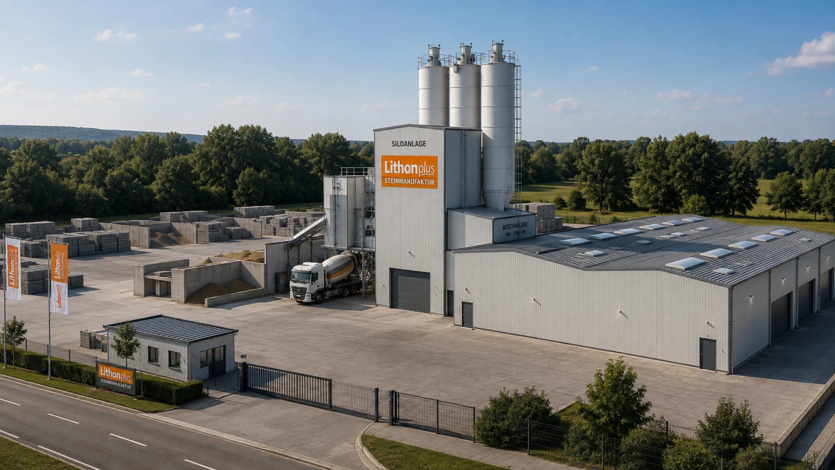 Errichtung einer Betonfertigungsanlage in Kleinostheim — Außenperspektive 01